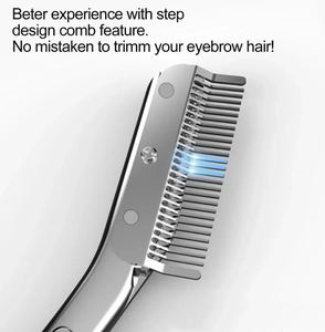 Ciseaux à sourcils en acier inoxydable avec peigne argenté, outil de maquillage et de rasage pour femmes et hommes, conception à étages avec fonction peigne - Product Image 2