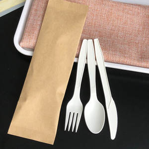 Vente en gros OEM ODM sur mesure, couverts jetables écologiques biodégradables en amidon de maïs, couteaux, fourchettes, cuillères, serviettes en papier - Product Image 1
