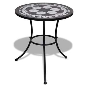 Table de jardin en fer robuste avec revêtement en poudre noir et blanc - Product Image 1
