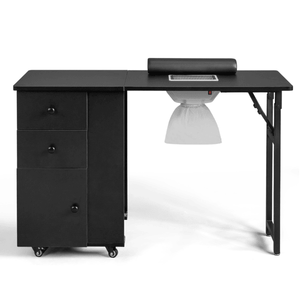 Black MDF Folding Nail <b>Desk</b> 2 <b>Drawers</b> and 1 Door Cabinet Manicure Station for Nail Art Salon or Home Beauty Use - Product Image 6
