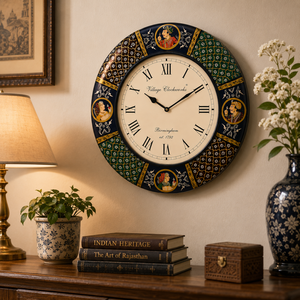 Horloge murale décorative en bois artisanale |   Horloge murale ronde au design artistique traditionnel pour la décoration de la maison et du bureau - Product Image 6
