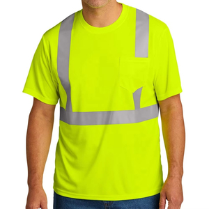 OEM Service Men's Hi <b>Vis</b> Safety <b>T</b>-<b>Shirts</b> Solid 100% Cotton Breathable Quick Dry Short Sleeve Custom Colors & Logo - Product Image 2