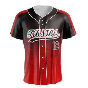 Camiseta de Béisbol Personalizada de Secado Rápido, Transpirable, Antibacteriana, Talla Grande, Negra y Roja, con Número y Logotipo del Equipo Personalizados - Product Image 4