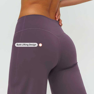Conjuntos Deportivos Transpirables de Cintura Alta para Mujer, Pantalones de Yoga de Pierna Recta de Secado Rápido, Ropa Deportiva de Color Sólido para Correr y Hacer Ejercicio - Product Image 4
