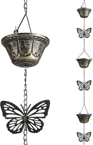 Chaîne de pluie vintage en fer personnalisable, décoration suspendue pour système de drainage de balcon et idées de décoration élégante pour jardin extérieur - Product Image 5