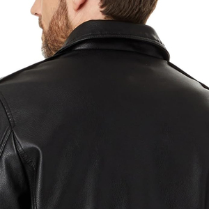 Dernières vestes en cuir pour hommes à la mode avec logo frontal, bons prix, manches longues, logo personnalisé, vestes en cuir véritable pour hommes - Product Image 4