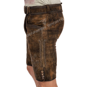 Pantalones Cortos Bávaros de Cuero de Cabra con Diseño a Cuadros y Aspecto Antiguo para Hombre, Cintura Media, Transpirables, para Oktoberfest, Todas las Tallas - Product Image 5