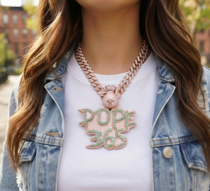 Collar con Colgante de Letra Chapado en Oro Rosa, con Circonita Cúbica y Bolsa de Dinero, Joyería Hip Hop, Diseño Personalizado - Product Image 6