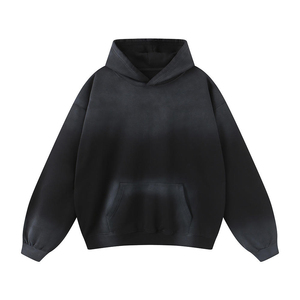 Hoodie personnalisé 100% coton, délavé à l'acide, style High Street, effet vieilli, coupe oversize, délavé à la pierre, vintage - Product Image 1