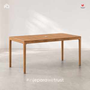 Premium Solid Teak Wood Scandinavian Modern Outdoor Dining Table <b>Umbrella</b> Hole for Home Furniture Garden <b>Patio</b> Resort Restaurant - Product Image 6