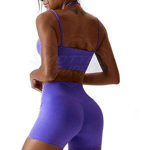 Conjunto Deportivo de Dos Piezas para Mujer, Shorts de Yoga Cómodos de Cintura Alta, para Gimnasio, Entrenamiento, Fitness, Running, Pilates - Product Image 4