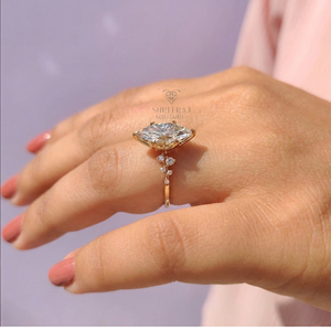 SHREERAJ <b>SOLITAIRE</b> IGI Certified 3Ct Lab Grown Diamond Engagement <b>Ring</b> Marquise Cut DEF VVS2/VS1 14K Solid Gold Trendy <b>Ring</b> - Product Image 3