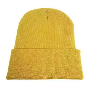 Unisex Solid Color Winter Beanie <b>Hat</b> 100% Acrylic Knitted Street Style Adult Size Cuffed Design Breathable Waterproof Outdoor - Product Image 2