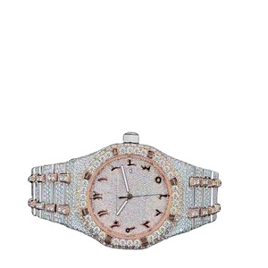 Reloj de diamantes cultivado en laboratorio personalizado de lujo para hombres y mujeres Hip Hop AP árabe reloj automático de moissanita de dos tonos con ventana de esfera de vidrio - Product Image 1