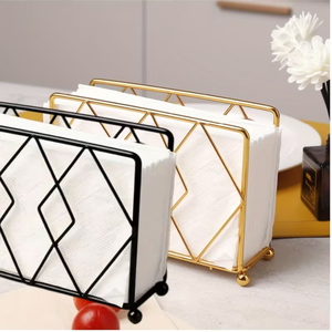 Support de serviettes de table en métal doré de luxe, motif géométrique diamant, élégant organisateur de table pour cuisine, restaurant, café, maison - Product Image 4