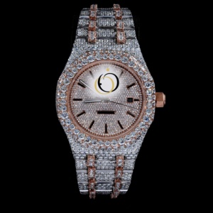 Reloj mecánico automático Iced Out Moissanite Tourbillon para hombre, reloj de pulsera de acero inoxidable de dos tonos - Product Image 1