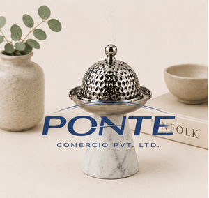 Cacerola Moderna de Acero Inoxidable con Tapa Abombada Martillada y Base de Mármol Blanco Natural para Hoteles y Decoración de Hogar de Alta Gama - Product Image 6