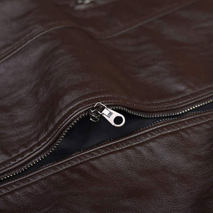 Vestes en cuir véritable pour hommes, style bomber, prix de gros, style classique, fermeture éclair intégrale, col rabattable, veste de moto pour homme - Product Image 3