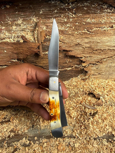 Couteau pliant artisanal en acier au carbone pour l'aventure en plein air et le camping, lame en carbone forgée à la main de qualité supérieure, couteau de poche durable, bois, DIY, OEM - Product Image 6
