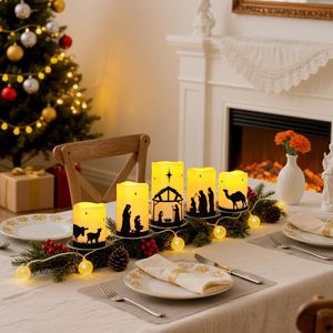 Set Presepe per Interni ed Esterni con Luci LED e Candele Senza Fiamma, Telecomando e Timer per Decorazioni Natalizie da Tavolo e Caminetto - Product Image 2