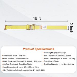 สายรัด8PK 2 "x 15 'แบบพรีเมี่ยม, สายรัดอี-แทร็คหักแรงบิด4400ปอนด์วงล้อแบบไม่มีที่สิ้นสุดสำหรับยึดสำหรับงานหนักในการเคลื่อนย้าย - Product Image 6