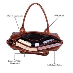 Sac seau en cuir véritable matelassé tissé marron pour femme, fermeture à fermoir, bandoulière réglable, durable et léger - Product Image 2