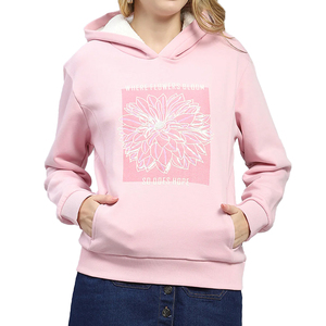<b>Women's</b> Pink Hooded Sweatshirt Solid <b>Pattern</b> Full Sleeve Casual Knitted Eco-Friendly Breathable Polyester/Cotton Pullover - Product Image 5
