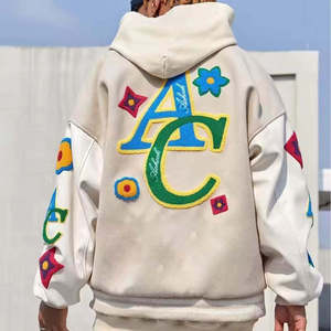 Custom Men Oversized Varsity <b>Jacket</b> Heavyweight Chenille Towel Embroidery <b>Patchwork</b> Wool Blend Baseball Drop-Shoulder <b>Jacket</b> - Product Image 6