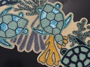 Manteles Individuales de Tela Bordados a Mano, Ecológicos y Duraderos, con Diseño de Tortuga, Forma Personalizada, Diseño de Lujo, Verde Azul Marino - Product Image 5