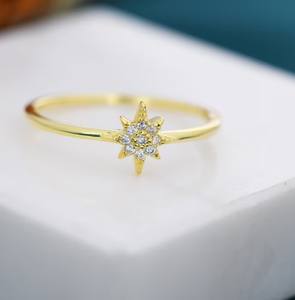 แหวนเงินแท้รูปดาว แหวนดาวเล็กๆ แหวนซ้อนกันได้ แหวนดาวประดับเพชร CZ - Product Image 5