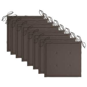 8pcs chaises de patio en bois d'acacia massif avec coussins gris - Product Image 5