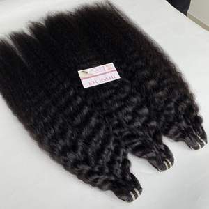 Tendance Cheveux Crépus Yaki Droit En Noir Naturel Extensions De Cheveux Humains Bruts Pour Les Femmes De Beauté - Product Image 1