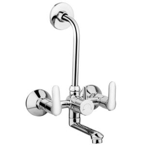Grifo mezclador de pared 2 en 1 con banda en L de latón cromado para lavadora, grifo de agua fría y caliente para lavabo de baño - Product Image 1