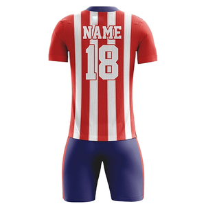 Conjunto de Uniforme de Fútbol Personalizado, Camiseta y Pantalones Cortos a Rayas, Ropa Deportiva de Equipo, Sublimación, Kits de Fútbol Unisex para Entrenamiento, Transpirables - Product Image 2