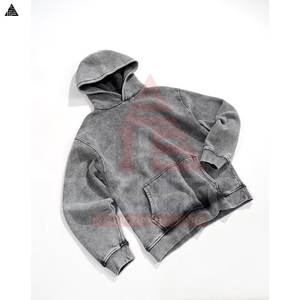 New Street Wear <b>Hoodies</b> Pullover Basics cotton Blended Vintage Double Layer Acid Wash Breathable Distressed <b>Thermal</b> <b>Hoodies</b> Men - Product Image 5