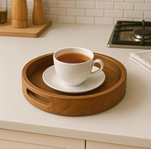Bandeja de Servicio de Madera de Alta Calidad, Artículos para Hoteles, Bandeja Redonda Hecha a Mano para Mesa, Plato de Almacenamiento, Venta Caliente - Product Image 4