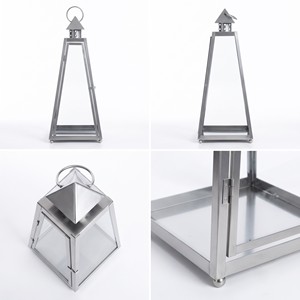 Lanterne à bougie marocaine revêtue de nickel Premium Look fantaisie Design Triangle porte-bougie pour la décoration de la maison salon - Product Image 5