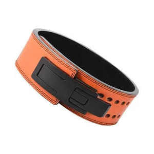 High Quality Heavy Duty Anti-Slip Cowhide Leather Customizable Adjustable Lever Belt for Body Building <b>Weight</b> Lifting 10-13MM - Product Image 2