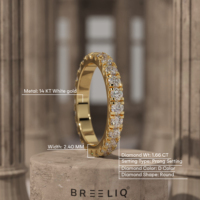 Bague de mariage en or 14 carats avec diamants ronds et bord festonné, bague éternité complète, bijou de luxe empilable pour anniversaire