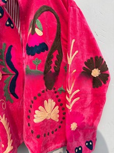Giacca Trapuntata in Velluto Rosa <span class=keywords><strong>Fucsia</strong></span> Fatta a Mano per Donne, Elegante Colletto Alto, Maniche Lunghe e Chiusura con Zip Completa - Product Image 6
