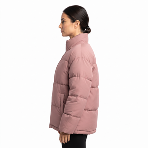 Abrigo acolchado de invierno personalizado para mujer, con cuello alto, cremallera y diseño acolchado, chaqueta de moda. - Product Image 4