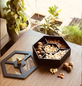 Elegant Wood Dry Fruit <b>Box</b> With Lid Handcrafted Rectangle Storage <b>Container</b> 6 Divided Sections Dry <b>Box</b> Best Price - Product Image 5