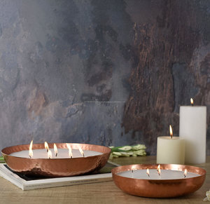 Best Sale Handcrafted Hammered Metal Wax Filled Bowl Urli Candle For Decoration - Product Image 2