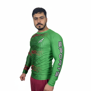 เสื้อแรชการ์ดแขนยาวผู้ชายคุณภาพพรีเมียมแบบขายส่ง ระบายอากาศได้ดี แห้งเร็ว ผลิตจากผ้าสแปนเด็กซ์/โพลีเอสเตอร์ รับสกรีนโลโก้ - Product Image 4