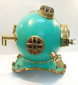 Casco de Buceo Réplica Antiguo de Latón, Modelo US Navy Mark V, Acabado Azul, Estilo Náutico Boston Divers, Embalaje Creativo para Buceo en Aguas Profundas - Product Image 6