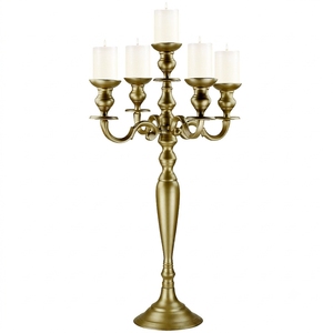 Luxurious 5 Arm Antique Aluminium <b>Tall</b> Floor Metal Candelabra Candle Holder for Wedding Event <b>Table</b> Centerpiece & Home Decor - Product Image 1