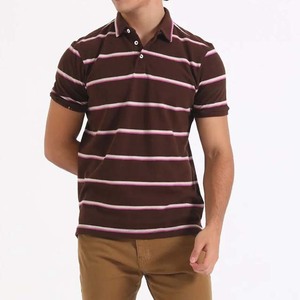 Polo de punto trenzado a rayas para hombre, prendas de punto de algodón premium, ropa informal de manga corta, polos para hombre en venta - Product Image 5