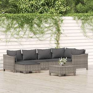 Ensemble de salon de patio en rotin gris de 7 pièces avec coussins Ensembles de jardin - Product Image 1