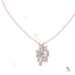 จี้เพชรทรงเอเมอรัลด์แบบคลัสเตอร์ สร้อยคอทองคำแท้ 14K 18K สำหรับผู้หญิง งานแต่งงาน ครบรอบ ของขวัญจากโรงงาน ขายส่ง B2B - Product Image 3