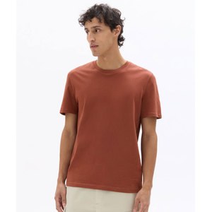 Camiseta de algodón de manga corta con cuello redondo y color liso para hombre, ajuste regular, estilo casual, tejido de punto, color rosa. - Product Image 5
